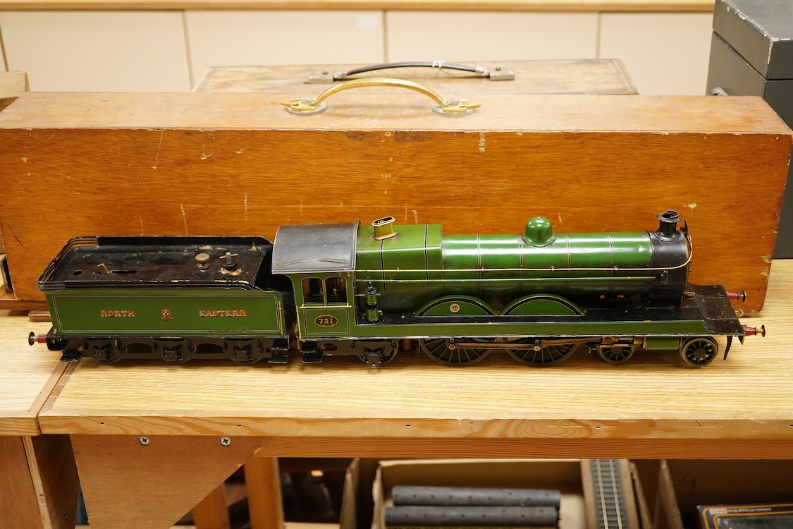 A Gauge One live steam North Eastern Railway 4-4-2 Atlantic tender locomotive, No.731, four cylinder compound, the original locomotive designed by W.M. Smith, Wilson Worsdell’s Chief Draftsman in 1906, with Walschaerts v